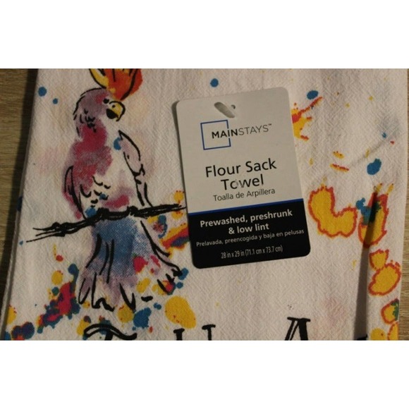 New Flour Sack kitchen towel Toucan Tango Cockatoos Tropical Birds by Mainstays - Picture 2 of 3